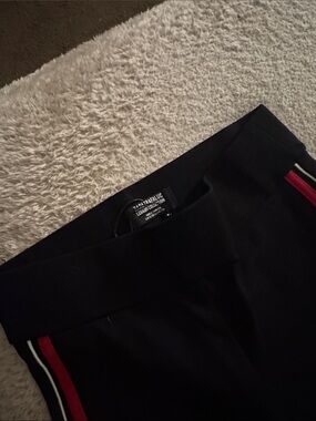Zara Trafaluc Black Track Pants leggings with Red white Stripe